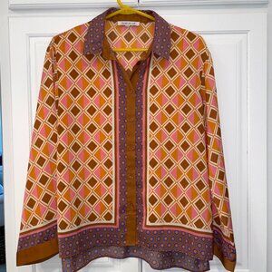 Rose + Olive Women's Blouse Geometric Print Size Medium